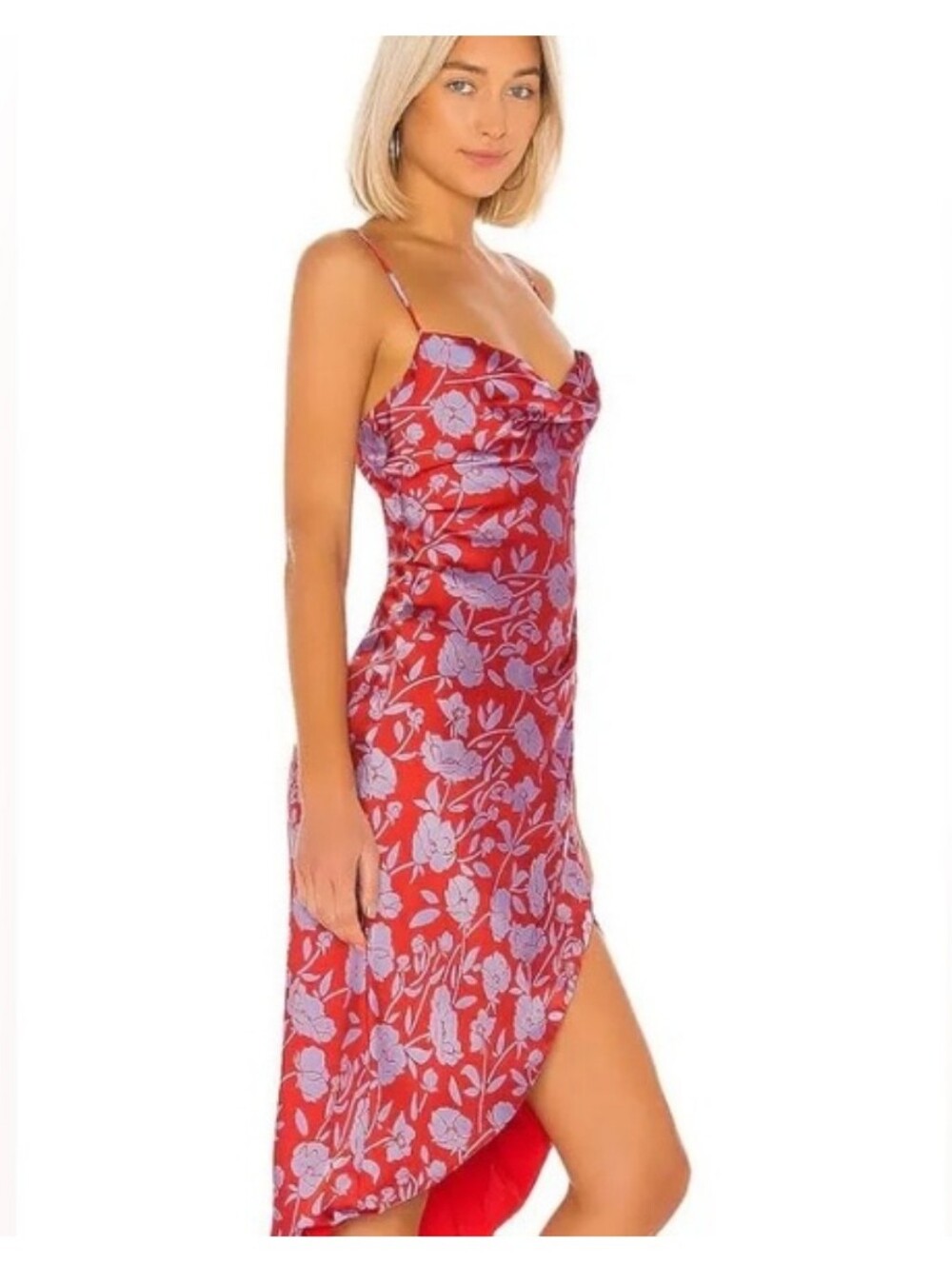 Lovers + Friends Noah Wrap Dress In Red & Purple Floral Dress Size Medium